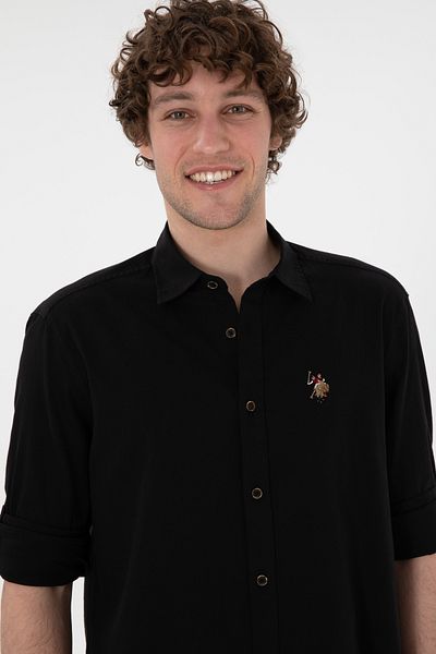 U.S. Polo Assn. Men's Black Casual Shirt With Multicolor Logo