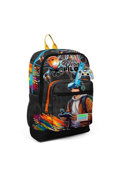 Coral High Set of 2 Drone Patterned School Bag Nutrition 23780