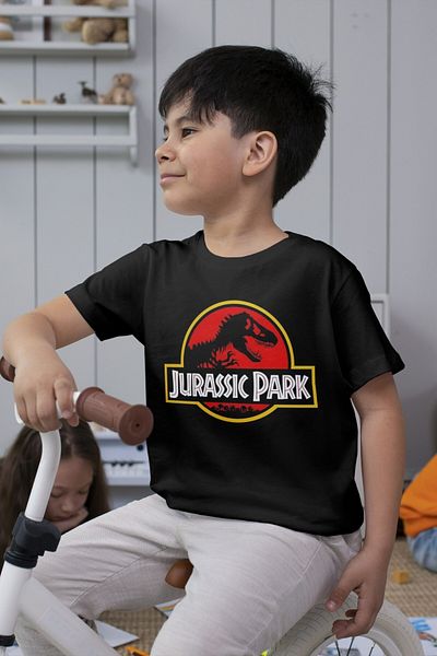 Texclusive Jurassic Park Tshirt Black Unisex Kids T-Shirt