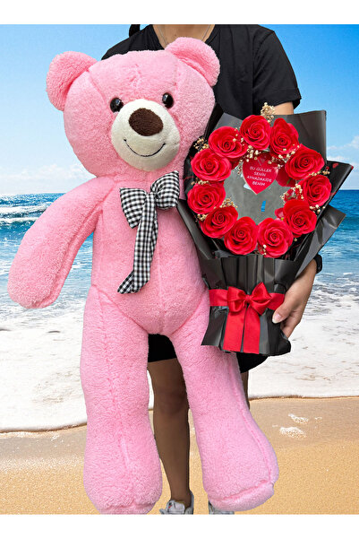 lenostra 90cm Pembe Ayıcık ve Aynalı Buket - Dogum Gunu Hediye - Sevgili Hedi...