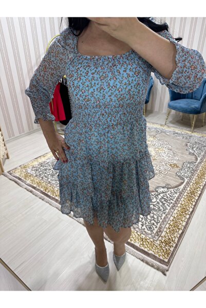 FASHION Kat kat çiçekli elbise