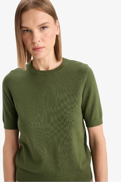 DeFacto Regular Fit Bisiklet Yaka Kısa Kollu Kazak D6272AX25AU