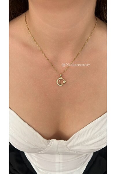 NECK ACCESSORY Çelik Ay Yıldız Kolye
