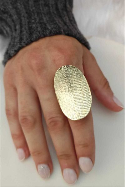 KYOLA DESİGN Shiny Adjustable Gold Women's Ring with Big Strip