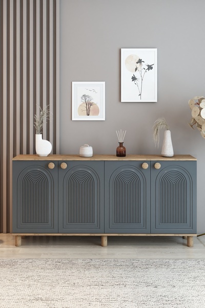 KLT Modüler Bohem Konsol Serisi 160 cm Tv sehpası ( MDF Mebran Kapak ) Bohem Konsol