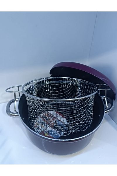 MORMAVİ Altinbaşak Gondola Frying Pot with Fryer and Cover 24 cm