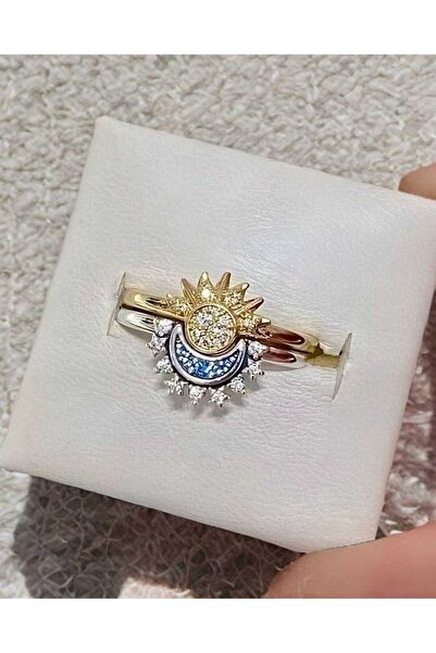 Bubbleatelier Celik Ay Güneş Set Yüzük (ayarlanabilir)
