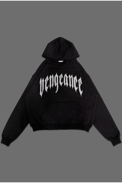 EVIus Oversize Vengeance Printed Hooded Sweatshirt