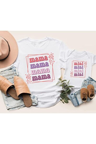 SVART WEAR Set de tricouri combinat Mama Mini Mamă Fiică Copil bumbac 100% tricou Twin (PRET SOLITAR)