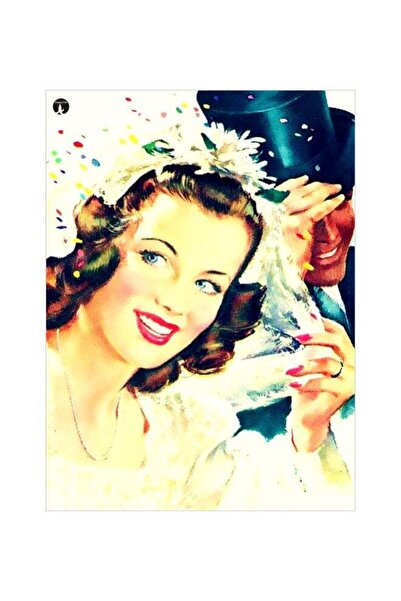 Generic Couple Themed Metallic Plate Beige/Blue/Brown 20x15cm