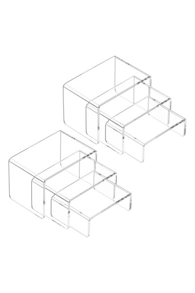 Generic Acrylic Display Risers Stand 2 Sets,3 Steps Clear Riser Shelf Showcas...