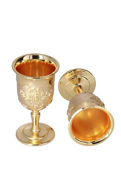 Generic Excefore Vintage Metal Goblet, Retro High Grade Golden Cup, Fancy Gold Engraving Drinking Cup, Med