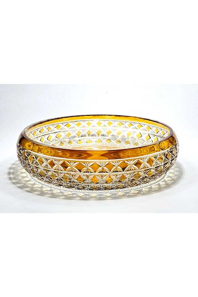 Kristal Market Handmade Crystal Patterned 28 cm Decorative Presentation Tableware Presentation Bowl