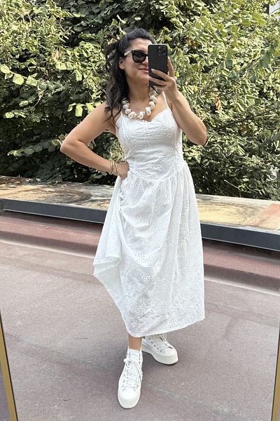 Suziş Embroidered Sleeved Middle Length Dress Cr1069