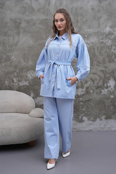 Marvella By Rasha Sparkle Denim Set with Waist Belt
