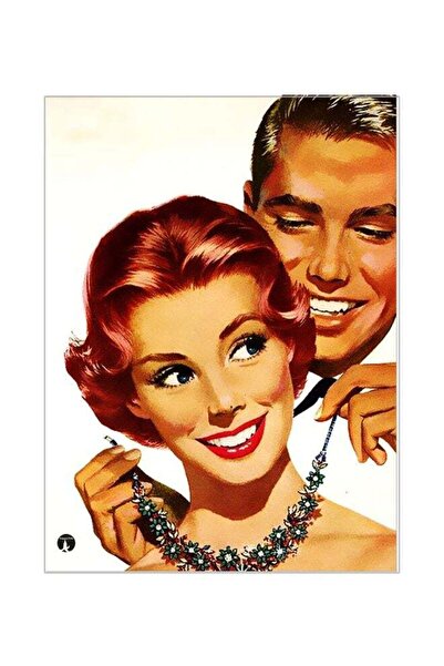 Generic Couple Themed Metallic Plate Brown/Red/White 20x15cm