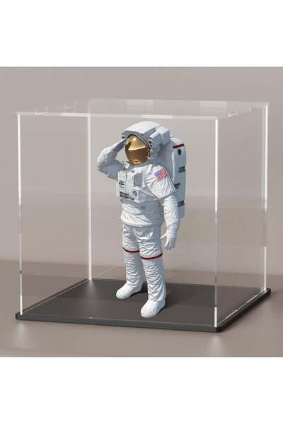 Generic Clear Acrylic Display Case with Matte Black Acrylic Base, Simple Self...