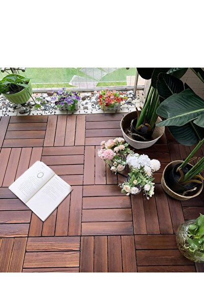 Generic Wooden Floor Decking Tiles Brown 30x3x30cm 5pcs