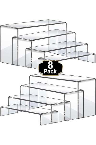Generic Large Acrylic Risers, 8 Pcs 2 Set Acrylic Display Set Rectangular Sta...