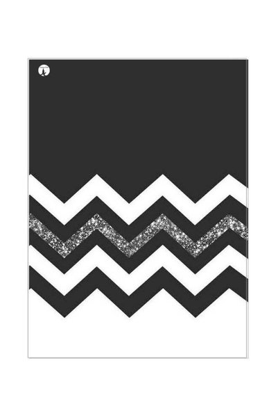 Generic Abstract Themed Metallic Plate Black/White/Silver 20x15cm