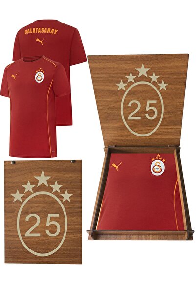 Galatasaray Lisanslı Kırmızı Puma A Takım T-Shirt Hediyelik Ahşap Kutulu
