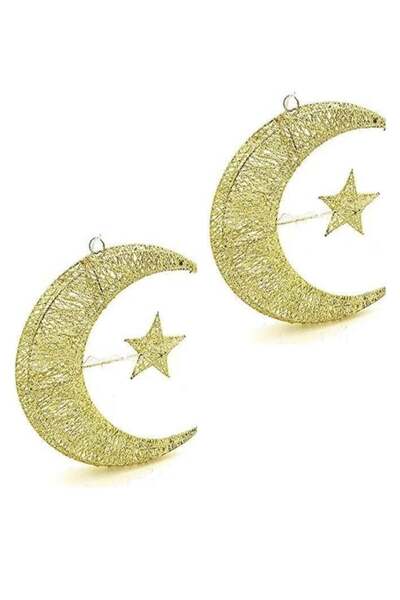 Generic Pack of 2pc 30cm Ramadan Crescent Lighting Lantern 3D Hilal Crescent ...
