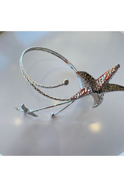 sain jewelry Silver Color Stone Detailed Starfish Adjustable Arm Accessory Pazu Bracelet
