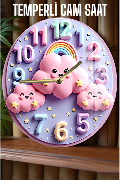 kutuTR Evinize Neşe Katacak Tasarım 3D Görünümlü Temperli Cam Saat – 33 cm CSDW198
