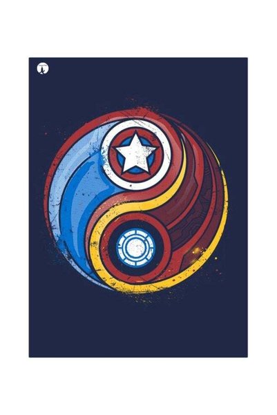 Generic Captain America And Ironman Logo Themed Metallic Plate Blue/Red/White...