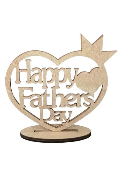 Generic Happy Father's Day Wooden Heart Shaped Gift Idea, Tabletop Decor Gift...