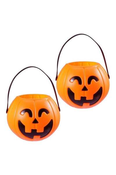 Generic Halloween Pumpkin Bucket for Trick or Treat Candy Collection with Hol...