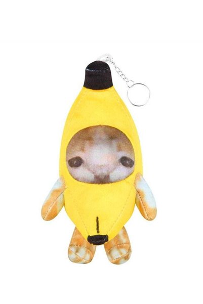 Generic Crying Banana Cat Plush Keychain, Happy Funny Baby Sound Cat Stuffed ...