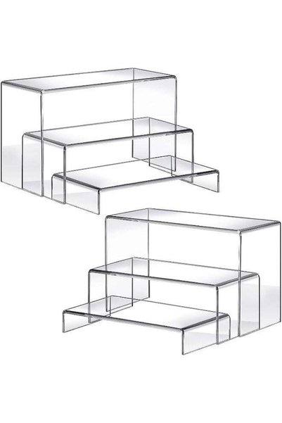 Generic 6pcs 2 Set Acrylic Risers for Display Clear Acrylic Riser Display Stands