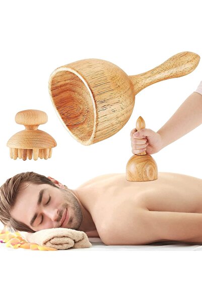 KASTWAVE أداة تدليك خشبية تتضمن كوب تدليك خشبي محمول باليد وخشب الفطر، علاج ا...
