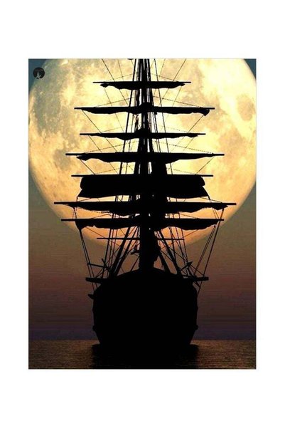 Generic Ship Themed Decorative Metallic Plate Black/Yellow/Brown 20x15cm