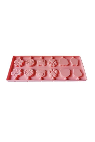 BV Silicone mold 12 cavities, Various models, Chocolate lollipops or Sugar lollipops, Pink, 312COF