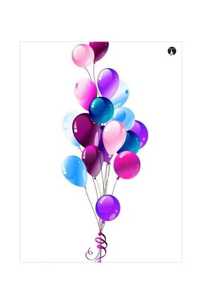 Generic Balloons Printed Metallic Plate White/Purple/Pink 20x15cm
