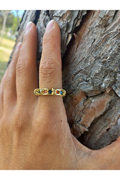 lavantebutik خاتم حجر الزركون الملون قابل للتعديل