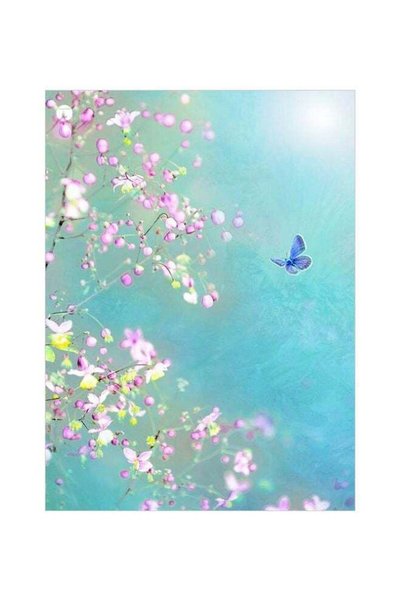 Generic Flowers And Butterfly Themed Metallic Plate Blue/Pink/Yellow 20x15cm