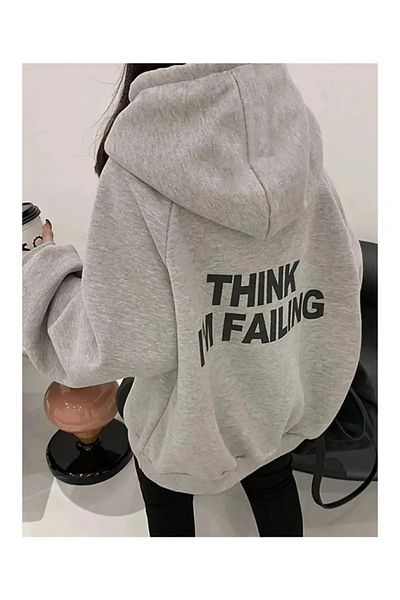 FUFLUNS Think I' Am Fai̇li̇ng Oversize Unisex Hooded Sweatshirt