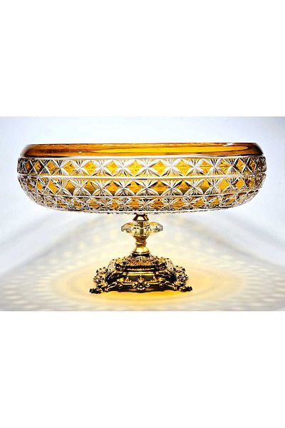 Kristal Market Handmade Crystal Patterned 28 cm Decorative Presentation Tableware Presentation Bowl