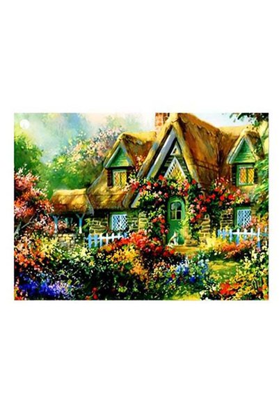 Generic House Printed Decorative Wall Art Plate Green/Brown/Red 15x20cm