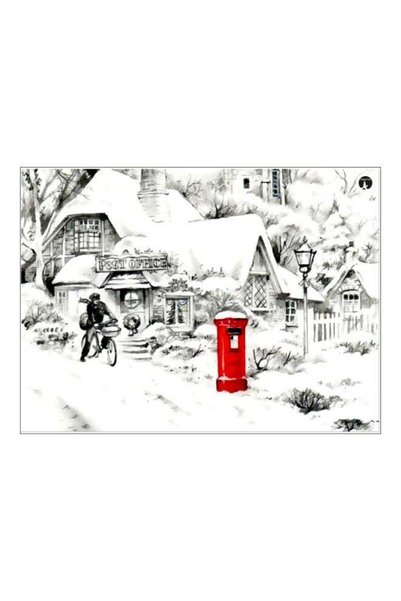 Generic Post-Office Themed Metallic Plate White/Black/Red 20x15cm