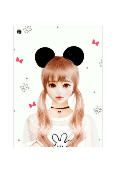 Generic Girl Themed Metallic Plate Black/Brown/White 20x15cm