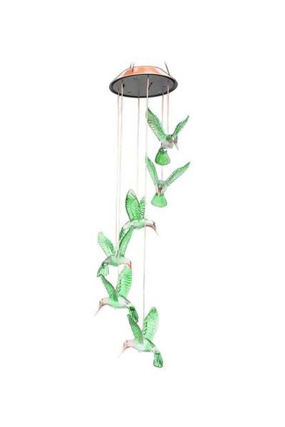 Generic Color-Changing LED Solar Wind Chime Green/Brown 14cm