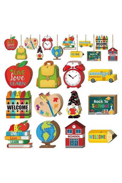 Generic 36 Pcs Back to School Wooden Ornaments TeacherParty Hanging Tree Orna...