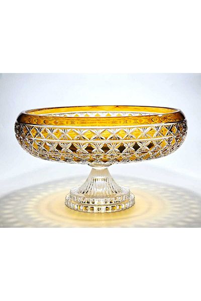 Kristal Market Handmade Crystal Patterned 28 cm Decorative Presentation Tableware Presentation Bowl