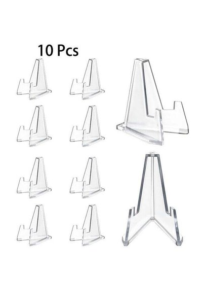 Generic 10 Pcs Acrylic Easel Stands, Clear Mini Coin Display Easel Holder for...