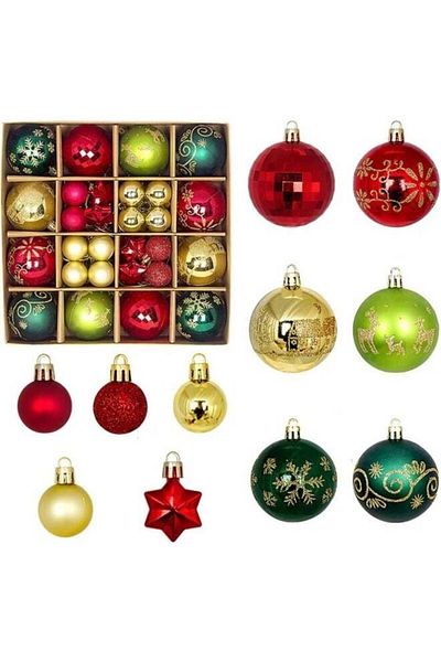 Generic GGEROU 44Pcs Christmas Ball Ornaments Christmas Baubles Shatterproof Christmas Tree Balls Ornaments