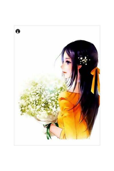 Generic Girl With Floral Themed Metallic Plate White/Yellow/Green 20x15cm